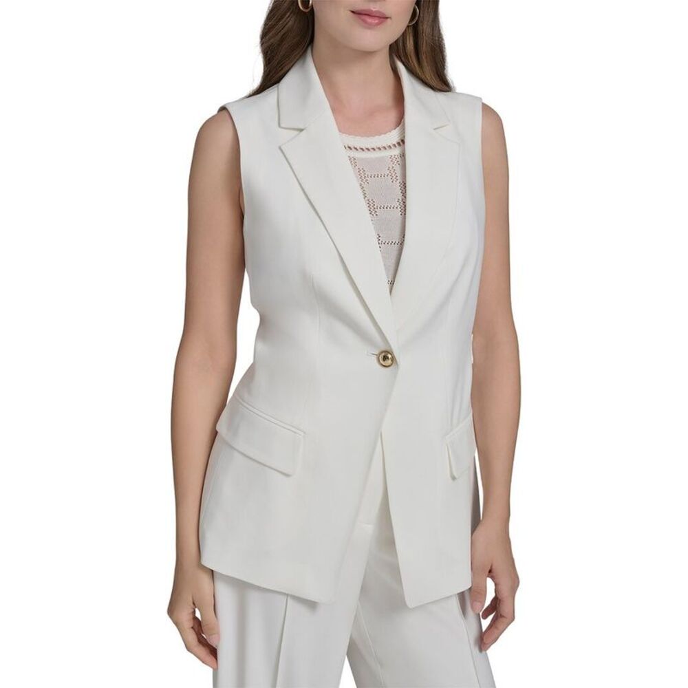 Halston Womens Notch Pocket Vest Top